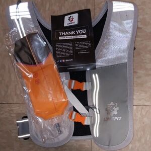 Lumefit Reflective Running Vest with Hydration Pack - Silver and Orange